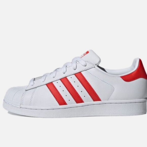 Adidas Original Women's Superstar White and Red, Size 8 - Picture 2 of 7
